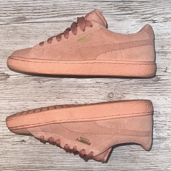 Puma Suede Shell Pink Classic Glitz Lace-Up Sneakers Size 7 - Picture 4 of 8